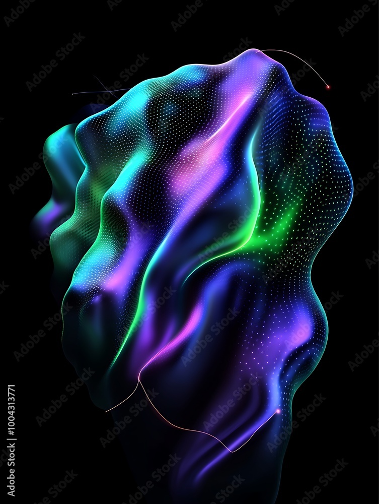 Poster vibrant abstract waves of color creating a dynamic visual impact on a black background. a minimalist