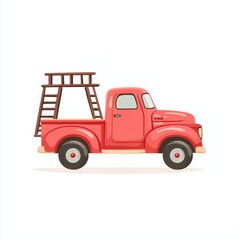 Naklejka premium Isolated Red Fire Truck on White Background