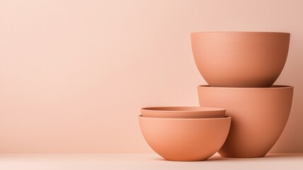 The bowls are made of clay and have a rustic, earthy feel to them
