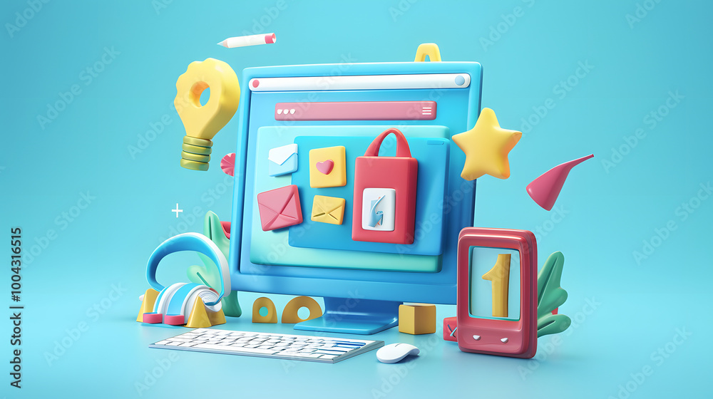 Wall mural responsive design icon web design 3d