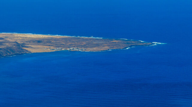 Aerial view of La graciosa in Lanzarote Canary Island