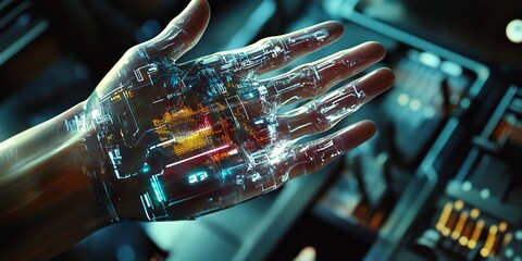 Fototapeta premium Cybernetics theory applied in modern systems, highlighting the principles that govern human-machine interactions.