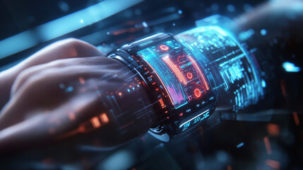  A smart watch analyzing biometric data during exercise. 