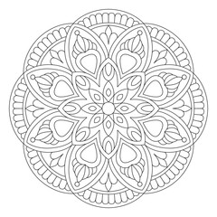 Abstract mandala pattern.Geometric shape Coloring Book Page, vector file