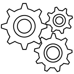 Interlocking Gears in Motion - Crisp Line Vector Art