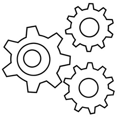 Interlocking Gears in Motion - Crisp Line Vector Art