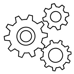 Interlocking Gears in Motion - Crisp Line Vector Art