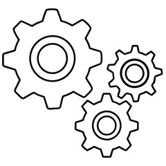 Interlocking Gears in Motion - Crisp Line Vector Art