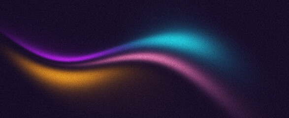 Dark blue purple yellow grainy gradient background. Neon color wave flow, grainy texture effect,  black noise texture backdrop futuristic poster header banner design