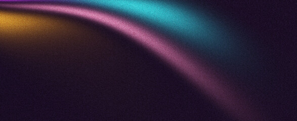 Dark blue purple yellow grainy gradient background. Neon color wave flow, grainy texture effect,  black noise texture backdrop futuristic poster header banner design
