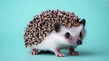 Obraz premium A playful hedgehog investigates a colorful backdrop with curiosity and charm