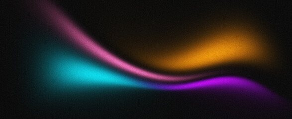 Dark blue purple yellow grainy gradient background. Neon color wave flow, grainy texture effect,  black noise texture backdrop futuristic poster header banner design