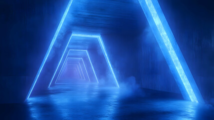 Abstract Blue Neon Light 3D Illustration