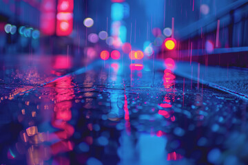 Dazzling blue bokeh background, colorful neon lights, and abstract background give a modern feel.