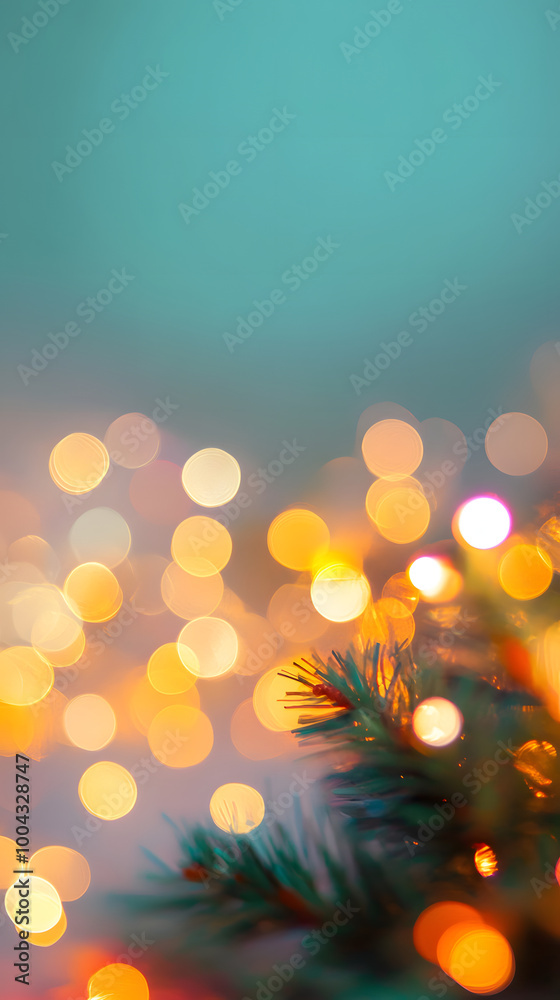 Sticker abstract christmas bokeh background with sparkling lights