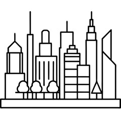 Simplistic Modern City Skyline Vector with Minimal Landmark Details