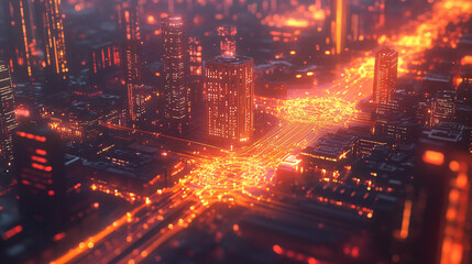  A smart grid controlled by AI optimizing energy distribution in a city. 