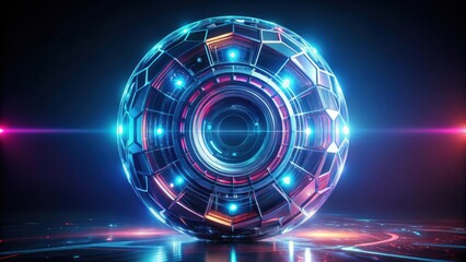 Futuristic glowing abstract technology object on dark background for design projects