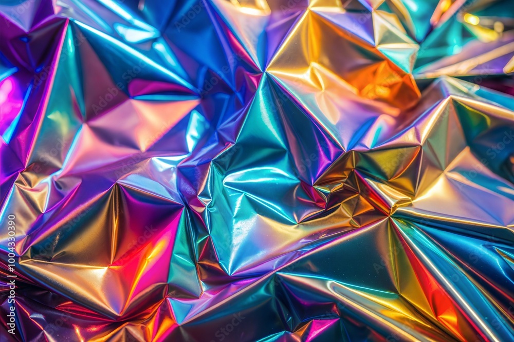 Wall mural abstract holographic surface close-up with iridescent and vibrant colors