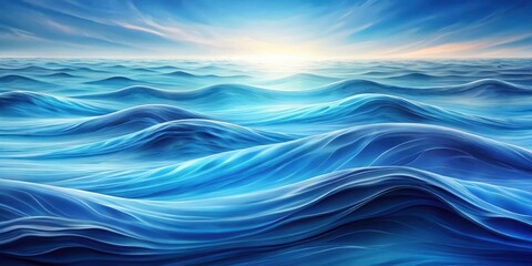 Fototapeta premium Layered blue waves creating a calming ocean effect for a serene background