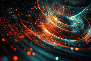 Fototapeta premium A captivating swirl of luminous colors creating dynamic patterns in a digital space, showcasing the beauty of abstract art at night. Generative AI