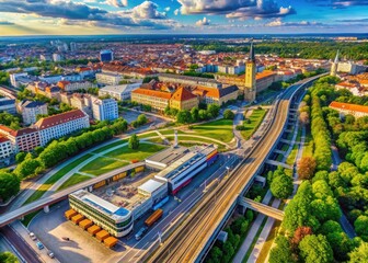 Scenic View of Goerdelerring in Leipzig with Public Transport Options and Urban Environment
