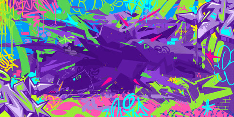 Cool Trendy Abstract Hip Hop Urban Street Art Graffiti Style Vector Illustration Background Banner