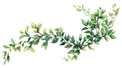 Obraz premium Elegant Watercolor Greenery Corner Frame for Wedding Decor and Botanical Art with Copy Space on White Background