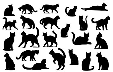 collection of feline silhouettes capturing elegance and mystery vector shape