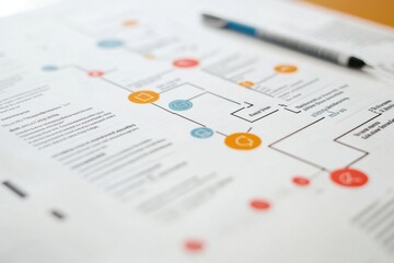Illustrated analysis flowchart with arrows pointing from problem identification to solutions, set against a professional report background
