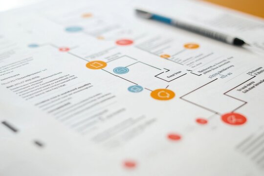 Illustrated analysis flowchart with arrows pointing from problem identification to solutions, set against a professional report background