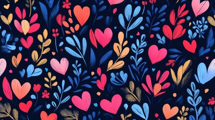 Valentine vibe pattern graphic in 4K. Love and compassion. Heart and flowers.