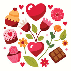 valentine day element vector isolated on white background