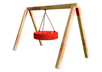 3D Rendering Tire Swing on White