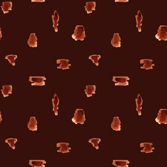 Leopard background watercolor. Seamless hand drawn dark pattern with brown stains, spot. Animalistic ornament for textile, wrapping paper, wallpaper