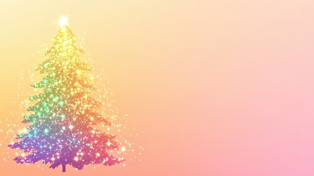 Rainbow Christmas Tree: A whimsical and festive Christmas tree adorned with shimmering rainbow glitter, creating a magical and inclusive holiday atmosphere.  
