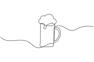 Cheers beer glasses continuous line drawing of isolate outline simple new years vector icon