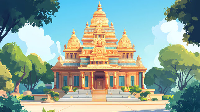 Cartoon hindu temple vector illustration. Hindu Temple. Illustration