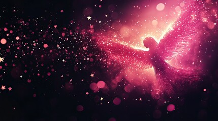 Pink Glitter Angel Wings: Celestial Being of Light and Sparkle 