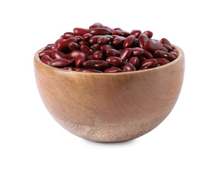 Dried red beans in bowl isolated on white