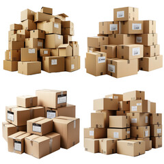 Fototapeta premium Organized Pile of Cardboard Boxes in Logistics Setting