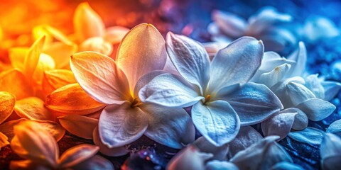 Fototapeta premium Thermal contrast macro captures jasmine petals in hot and cold tones for unique calming contrast