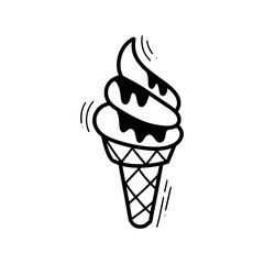 Hand Drawn Ice Cream Illustration. Doodle Vector. Isolated on White Background - EPS 10 Vector