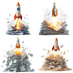 Dynamic Business Launch Concept Featuring Rocket Takeoff