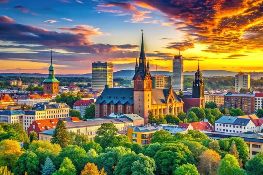 Skyline of Chemnitz City Outline as Vector Graphic for Urban Design and Architectural Projects