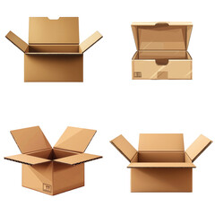 Open Cardboard Box for Shipping with Transparent Background