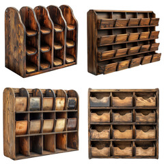 Vintage Wooden Mail Sorting Rack with Multiple Slots