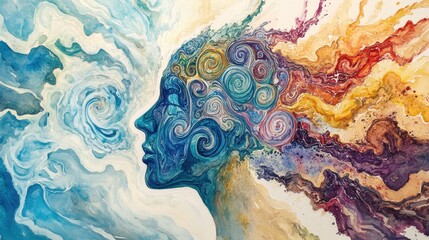 Abstract Watercolor Representation of Neurodiversity