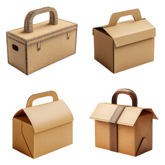 3D Render of Small Cardboard Gift Box with Handle