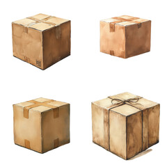 Whimsical Watercolor Cardboard Box for Moving Concept